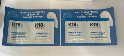 2x K18 Damage Shield pH Protective Shampoo + Conditioner 7ml Samples Travel Size