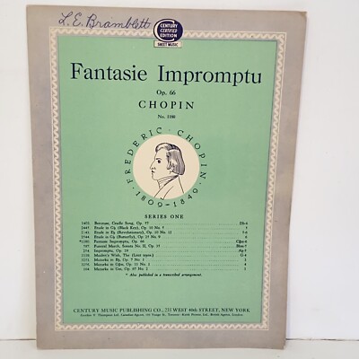 Vintage Fantasie Impromptu Op 66 by Frederic Chopin Sheet Music