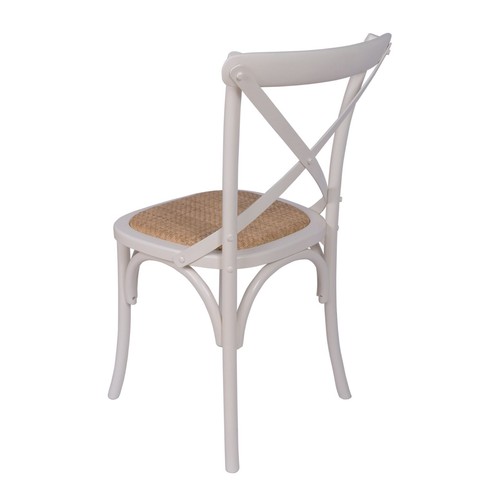Rivera Cross Back Dining Chair With Rattan Seat (Set of 2) - White - Picture 5 of 6