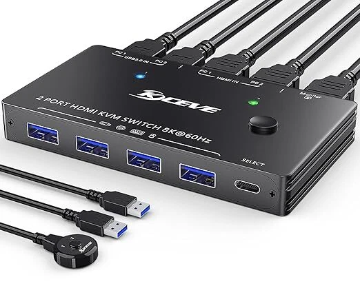 8K USB 3.0 KVM Switch HDMI 8K@60Hz HDMI 2.1 KVM-Switches 4K@120Hz - Bild 2 von 3