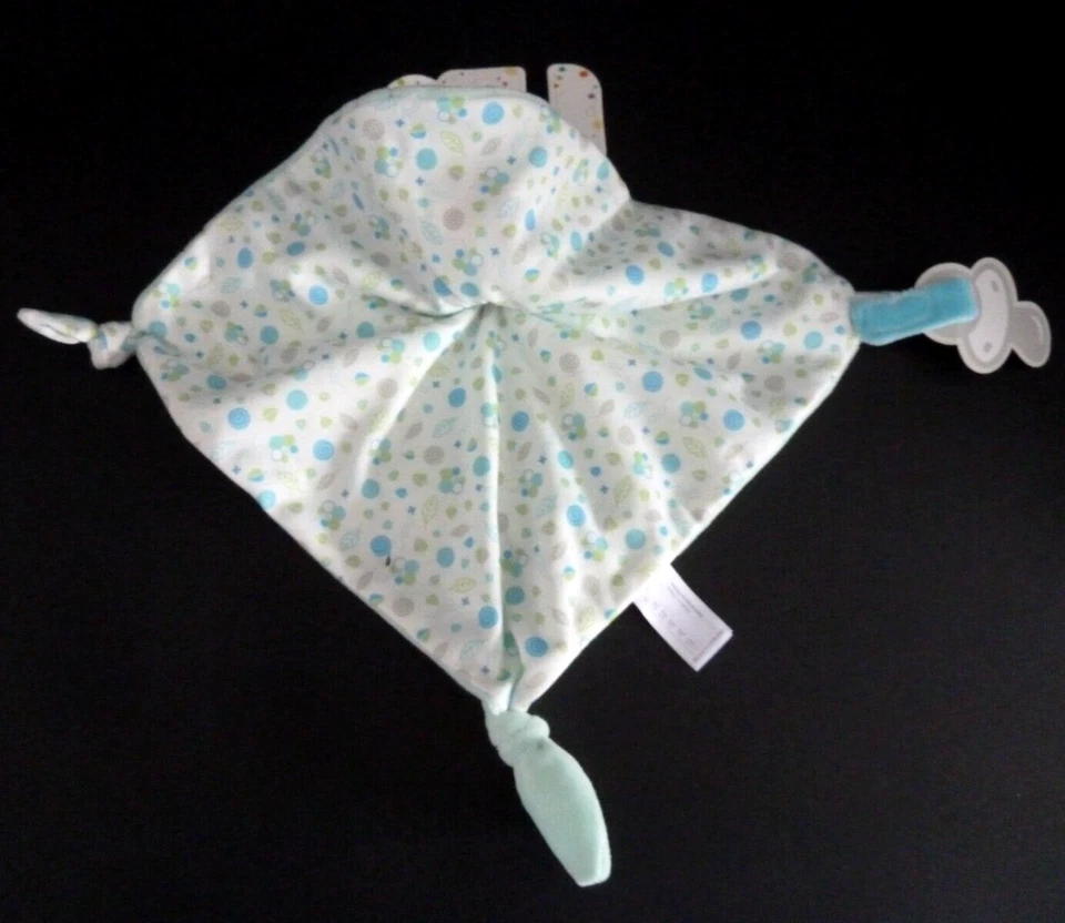 912. DOUDOU PLAT GIPSY SOURIS vert bleu blanc escargot attache tétine 100% NEUF - Photo 2/3