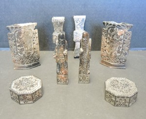 Eight Piece Vintage Chinese Carved Soapstone Lot Vases * Paperweights * Statues