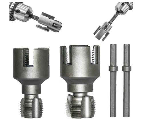 Integrated Pipe Threading Cutting Tool Kit, Drill Compatible PVC Pipe Threader - Picture 3 of 13