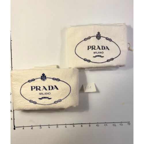Prada Dust Bags Set of 2 Drawstring Storage Bags Authentic Logo large