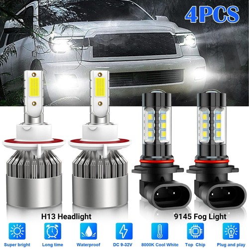 For 2004-2014 Ford F-150 8000K LED Headlight Hi/Lo + Fog Light 4 Bulbs COB kit - Picture 4 of 10