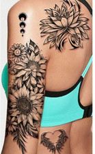 Sunflower Tattoo Rose Dragonfly Graphics Black Sketch Peony Daisy Flower Tattoo