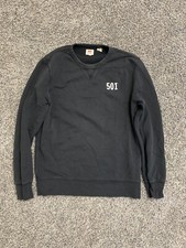 Levi  s 501 Relaxed Fit Crewneck Pullover Sweatshirt Size M Mens Black Logo