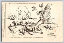 Louis Icart WWI Art Postcard French Fairy Trenches Cartoon 1914-1916 Unused