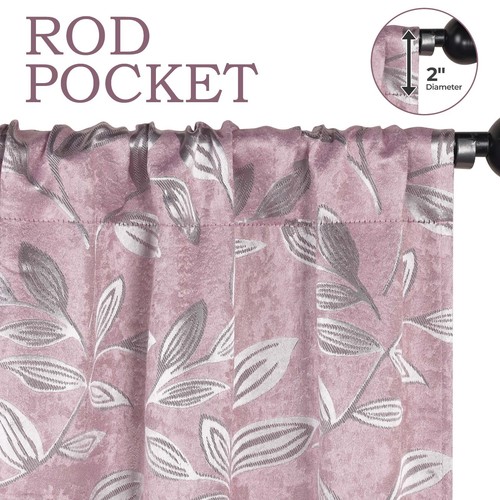 Leaves Washable 36" Wide Rod Pocket Room Darkening Blackout Curtains, Set of 2 - Picture 22 of 171