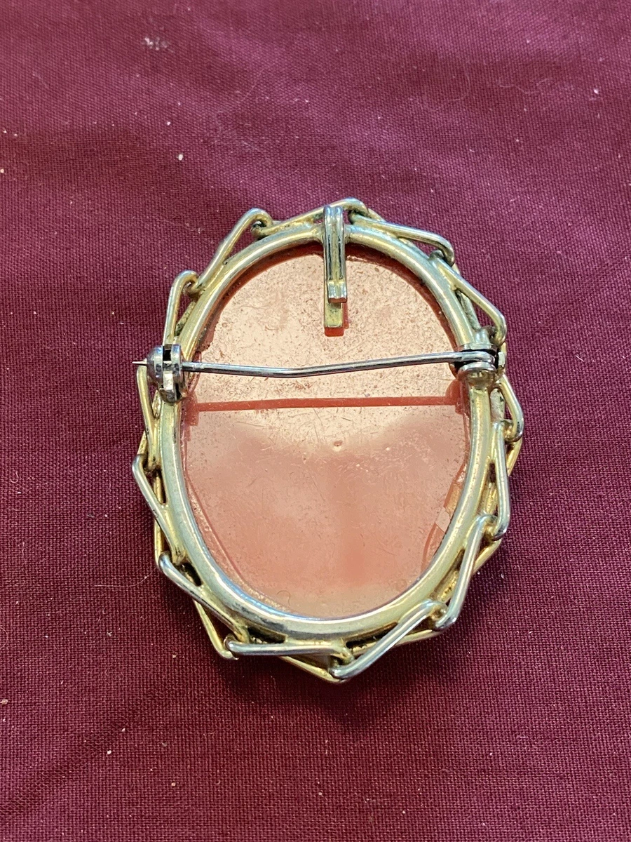 VTG RESIN PLASTIC CAMEO BROOCH PIN 1960 s Costume Jewelry