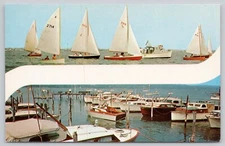 Chrome Postcard Mutli View Sailboats Yachts