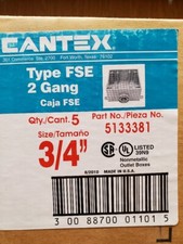 CANTEX 5133381 Weatherproof Box,2Gang,3/4 in Hub,PVC Quantity 5