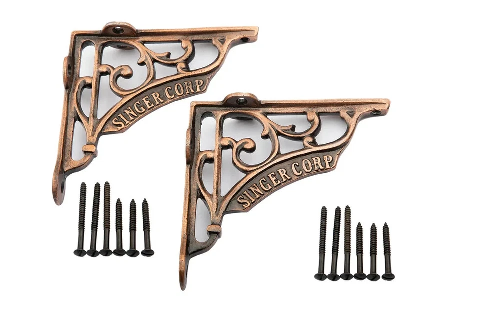 5X5 SHELF BRACKETS SINGER CORP ANTIQUE COPPER - CAST IRON - Image 3 of 4