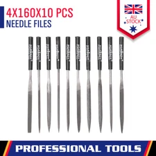 10-Piece Diamond Mini Needle File Set 160mm x 4mm For Metal Jeweler Wood Carving