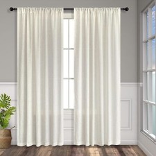 84" Linen Curtains 2 Panels Semi Sheer Farmhouse Rustic Boho Ivory Cream