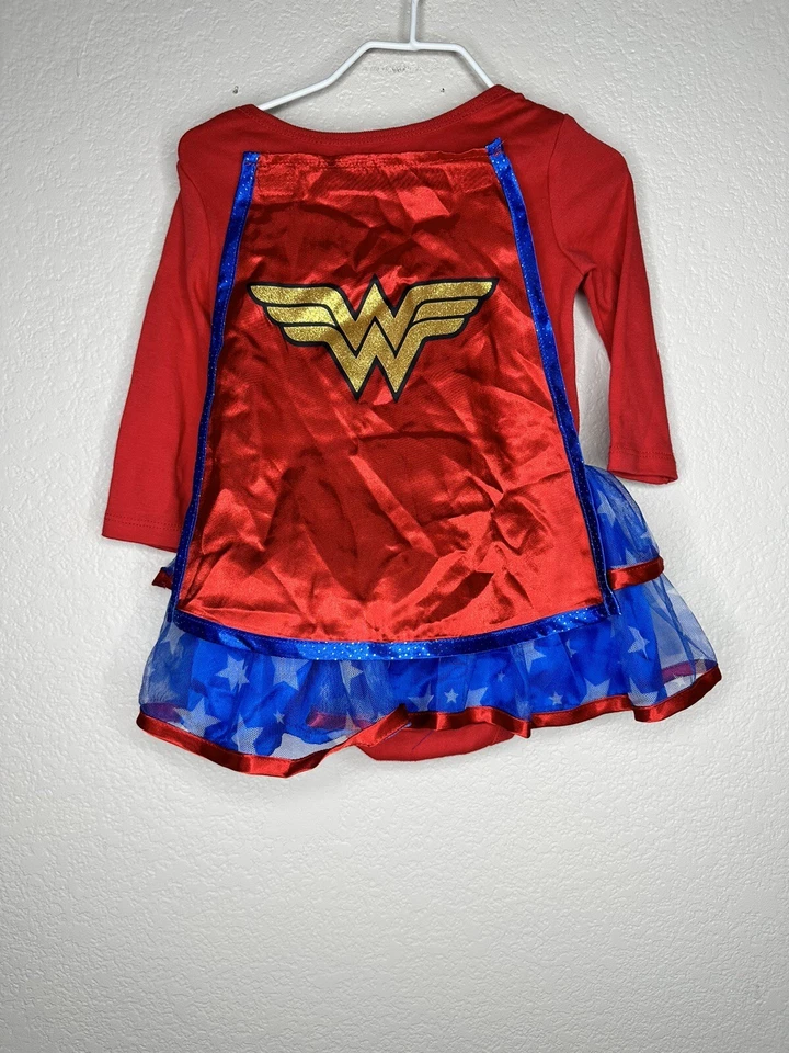 DC Comics Baby Girl Bodysuit Wonder Woman Costume  Tutu, Size 6-12 mo Cape Dress - Image 4 of 4