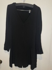 Madewell Long Sleeve Dress with Buttons in Black Small