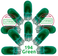 (10)194 Green T10 Wedge Car Mini Bright Light bulb W5W 5050 2825 158 192 168 