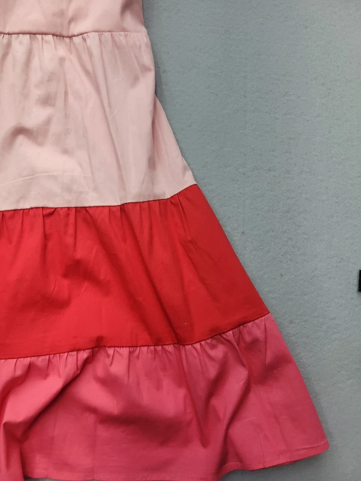 Vestido para mujer LaurenConrad XLPink mini sin mangas rayas correas con volantes Foto 2 de 4