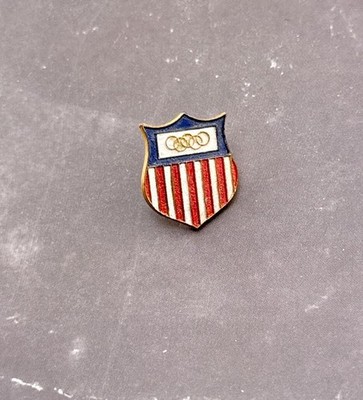 Olympics Games Lapel Hat Tie Pin Pinback Shield US American Flag Pin VTG A3