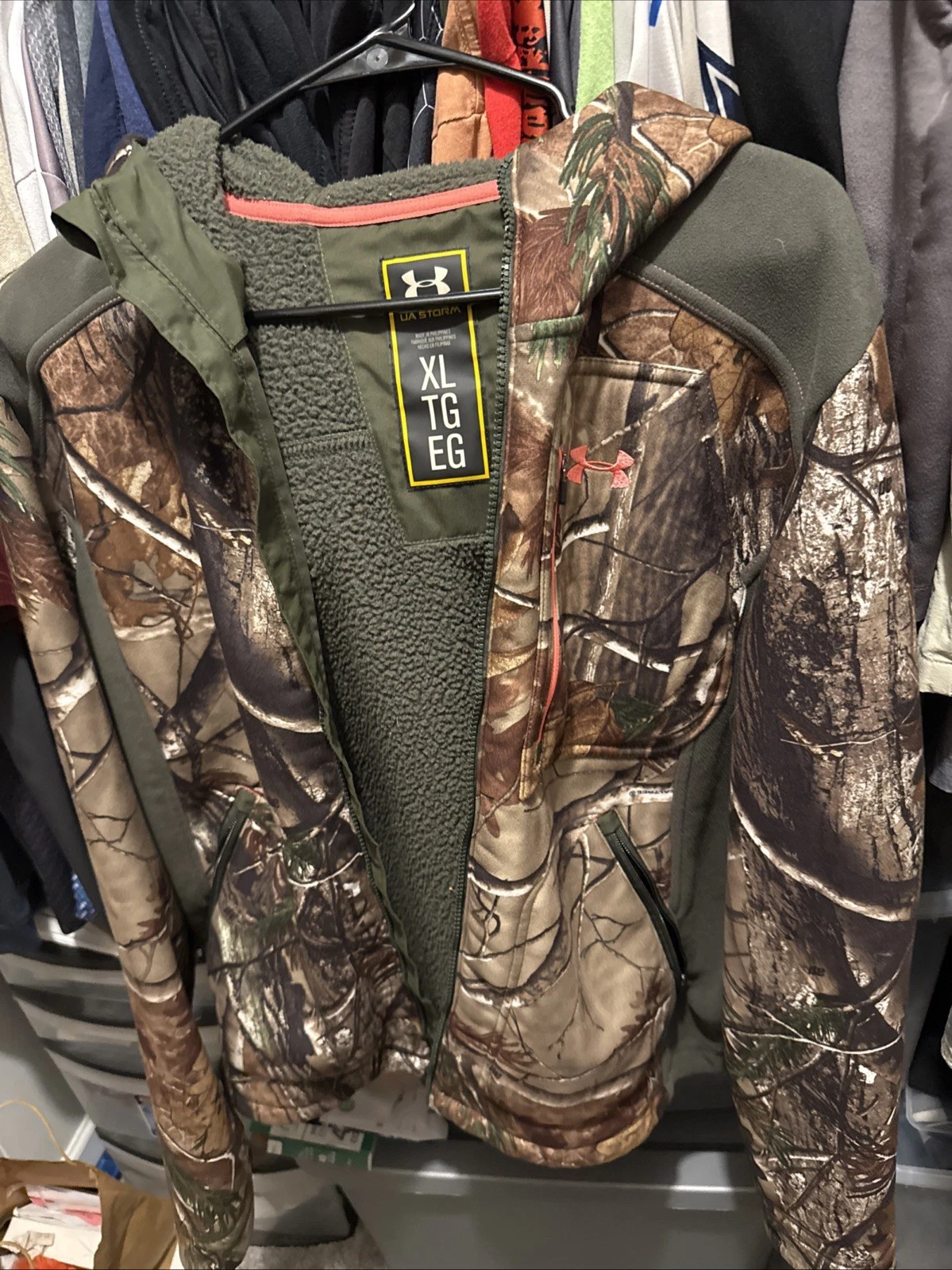 Under Armour Storm Camo Sherpa Lined Jacket Womens XL Realtree brown full zip