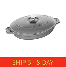 9-inch, Oval, Covered Baking Dish With Lid, Graphite Grey....(zw)
