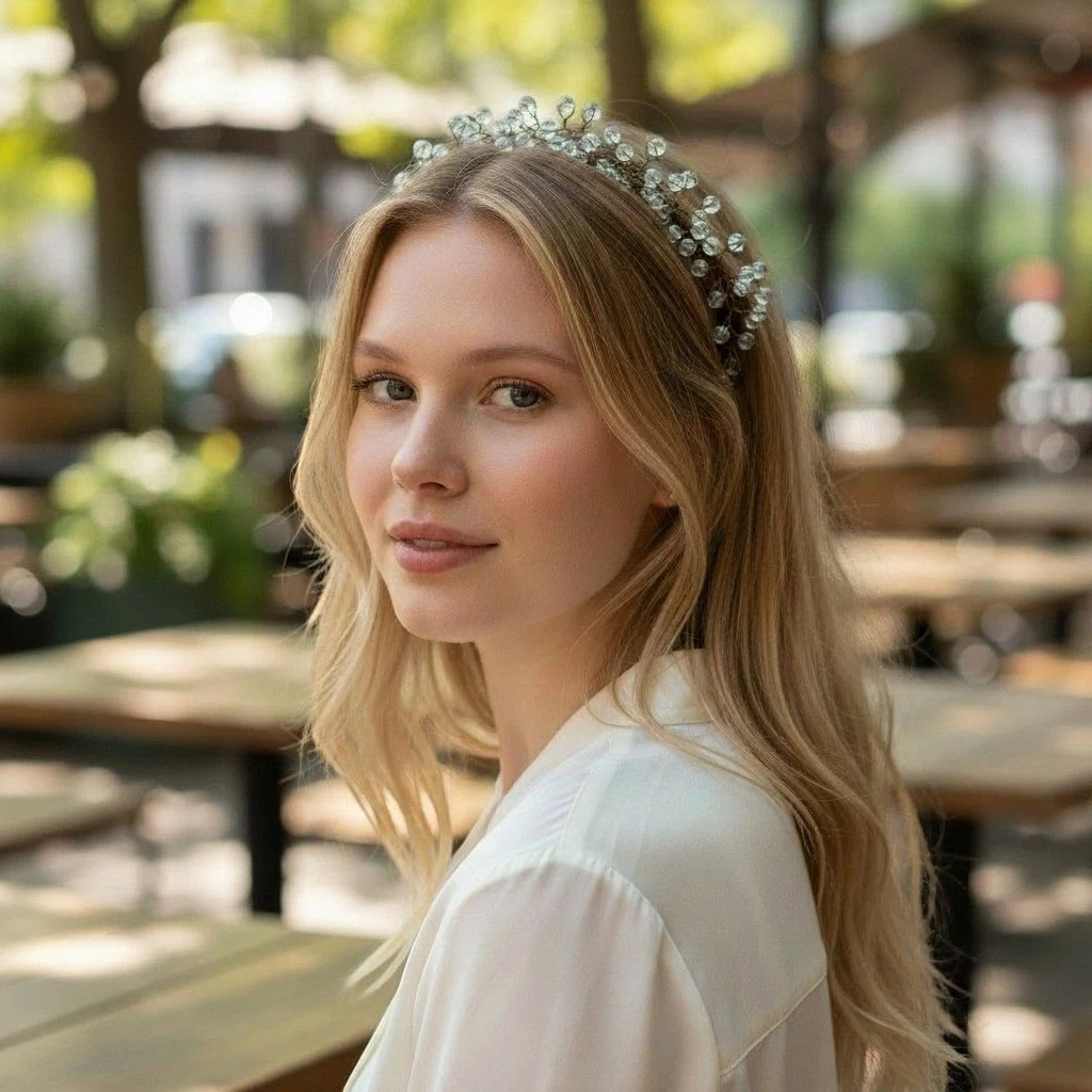 Vintage Clear Beaded Bridal Hair Vine Gold Tone Wire Wedding Headband 23 Inch Vintage Clear Beaded Bridal Hair Vine Gold Tone Wire Wedding  main image 2