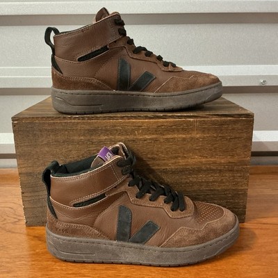 Veja V-95 Brown Leather Comfort Retro High Top Sneaker Women Size 8