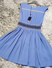 PRADA Dress New with Tags Size 38 Blue Short Sleeve Knee Length