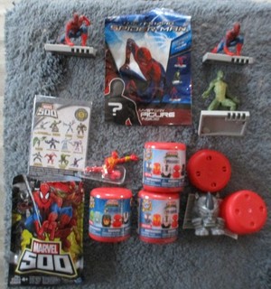 8 SPIDER MAN ITEMS: 4 SINISTER SIX MASHEMS Marvel 500 Iron Spider 3 MYSTERY FIGS