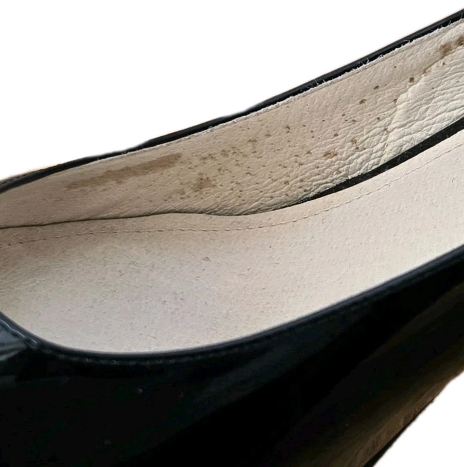 Michael Kors 女式 9.5 黑色漆皮露趾高跟鞋经典工作服 — 第 4/4 张图片