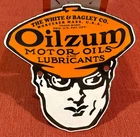 VINTAGE OILZUM MOTOR OIL LUBRICANTS PORCELAIN SIGN