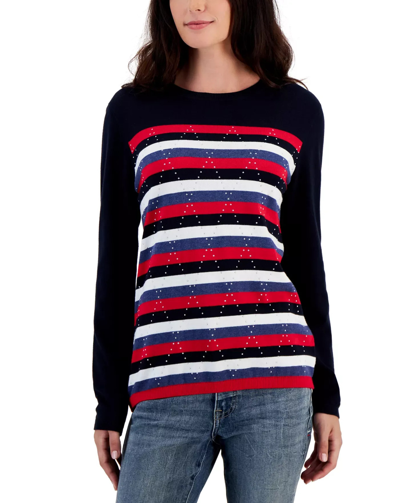 Tommy Hilfiger Women's Top Sweater Sz XL Cotton Colorblocked