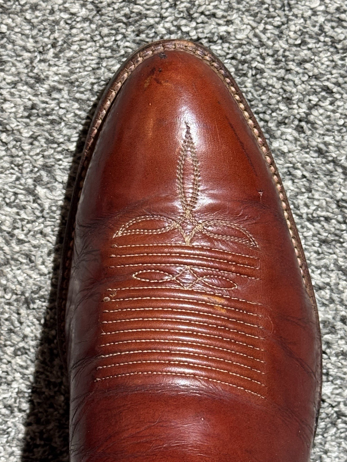 Vintage Men’s Tony Lama El Rey Cowboy Boots Size 12 D Cognac Leather Made In USA