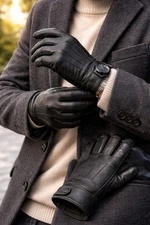 Genuine Sheepskin Leather Gloves Cashmere Lined Touchscreen Driving Winter