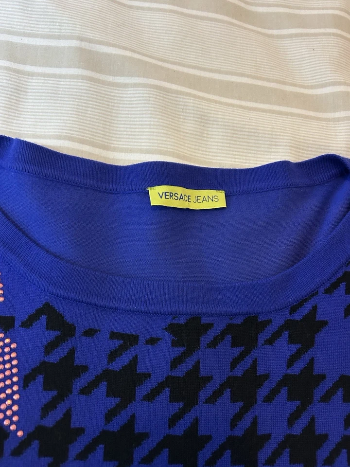 Versace Women’s Blue Patterned Jumper Size Large Good Condition - Image 4 of 4