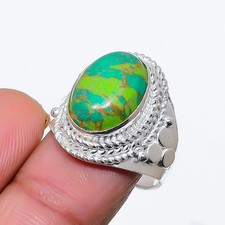 Green Tourquoise Gemstone 925 Sterling Silver Jewelry All Size Ring For Gift