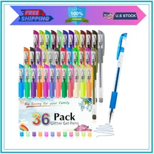 Aen Art Glitter Gel Pens for Adult Coloring Books, 36 Colors Gel Marker Set Colo