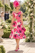 Ella Boo Size 14 Fits a 12 Dip Hem Dress with Pockets & Fascinator Wedding Guest