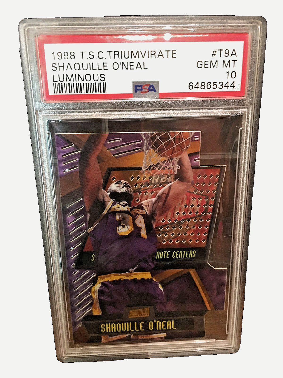 1998 Shaquille O'Neal T.S.C. Triumvirate Luminous Die Cut PSA 10 Rare Pop 22 view 3
