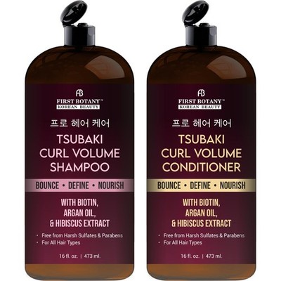 Curl Volume Shampoo & Conditioner Set   With Tsubaki, Biotin, Argan Oil & Hib...