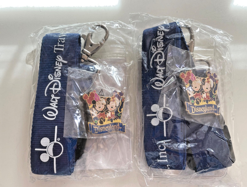 Walt Disney Travel Co. Inc. Two Lanyards & Disneyland Pins Mickey & Minnie NEW