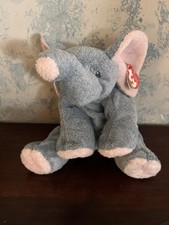 Vintage Ty Pluffies Winks the Elephant Beanbag Plush TyLux 2002