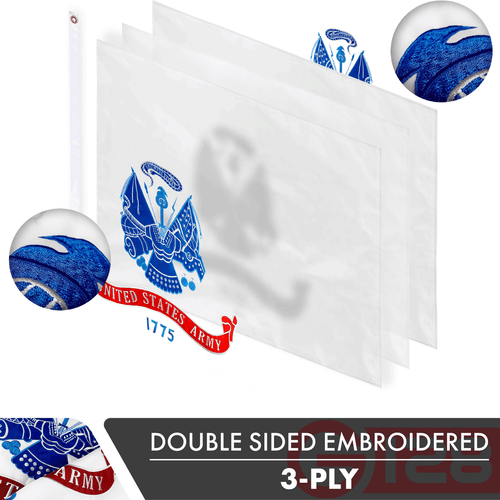 US Army Flag 210D Embroidered Polyester 3x5 Ft Double Sided 3ply - Picture 2 of 8