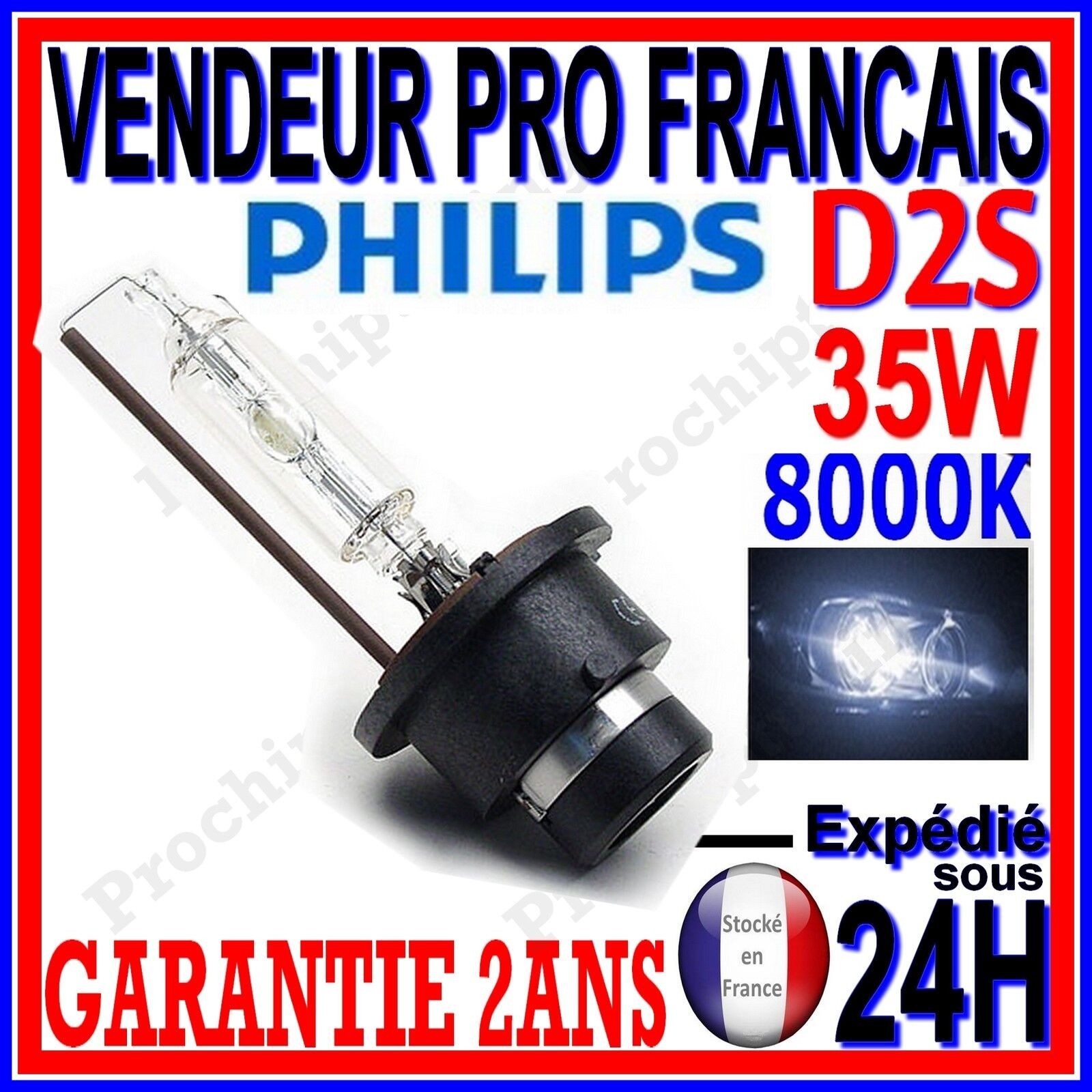 Phares xénon D2S Philips 85122 pour éliminer le manque de visibilité sous la pluie 8000K