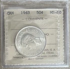 1943 Canada Fifty Cents - ICCS MS60   C2