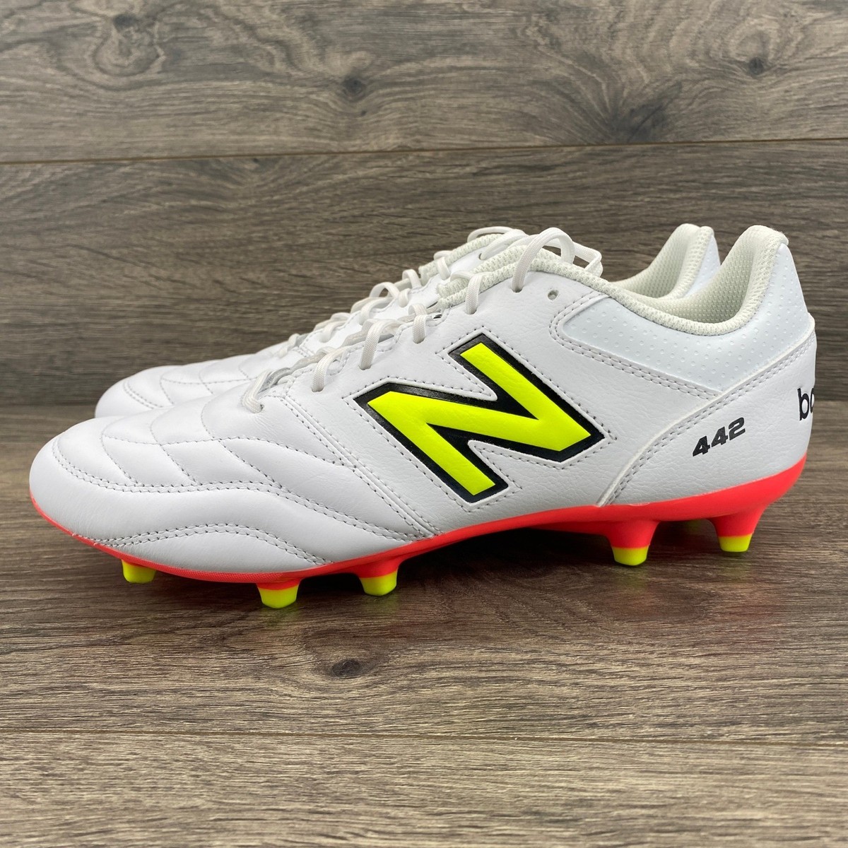 New Balance 442 Mens FG Soccer Cleats White Neon Yellow Red  display picture 3