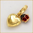 18k 750 Real Yellow GOLD Small Heart Enamel Ladybug Lucky Italian Charm Pendant