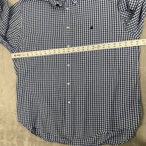 Brooks Brothers 346 Hemd Herren XL blau kariert Button Down Langarm Schaf Logo - Bild 4 von 7