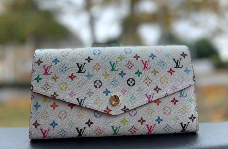 Louis Vuitton White Multicolor Takashi Murakami Sarah Long Wallet W/Box